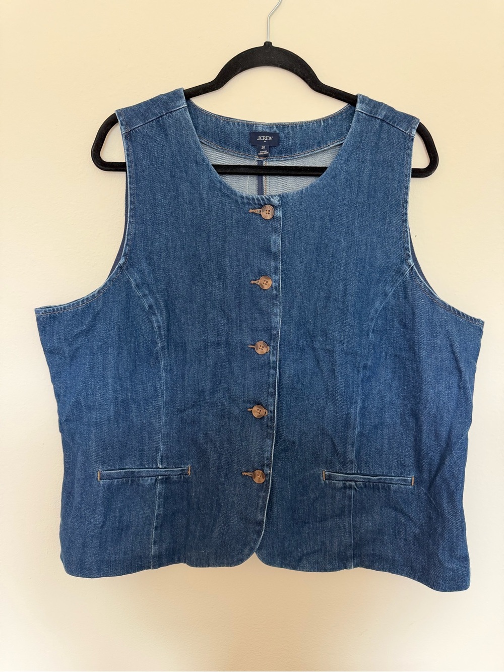 J.Crew Long denim button-front vest size 20 NWT
